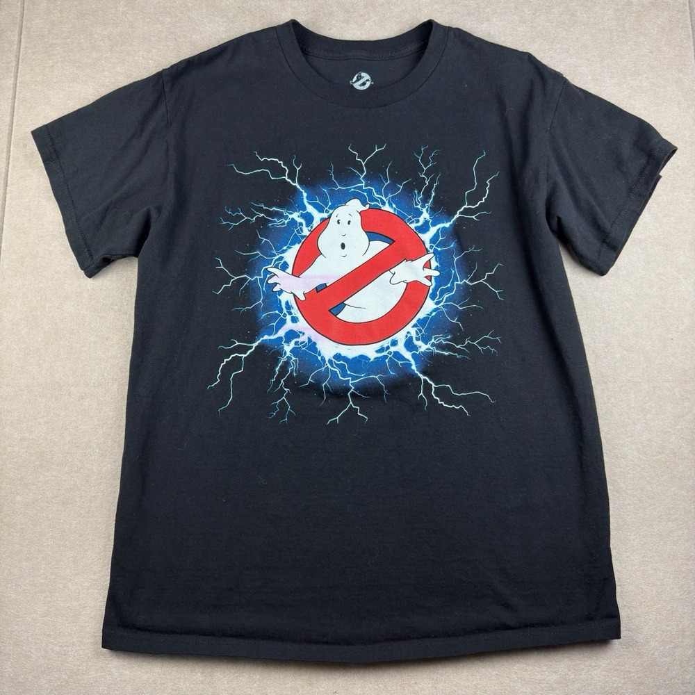 Ghostbusters T-Shirt Mens L Black‎ Lightning Logo Tee 2021 Columbia Pictures